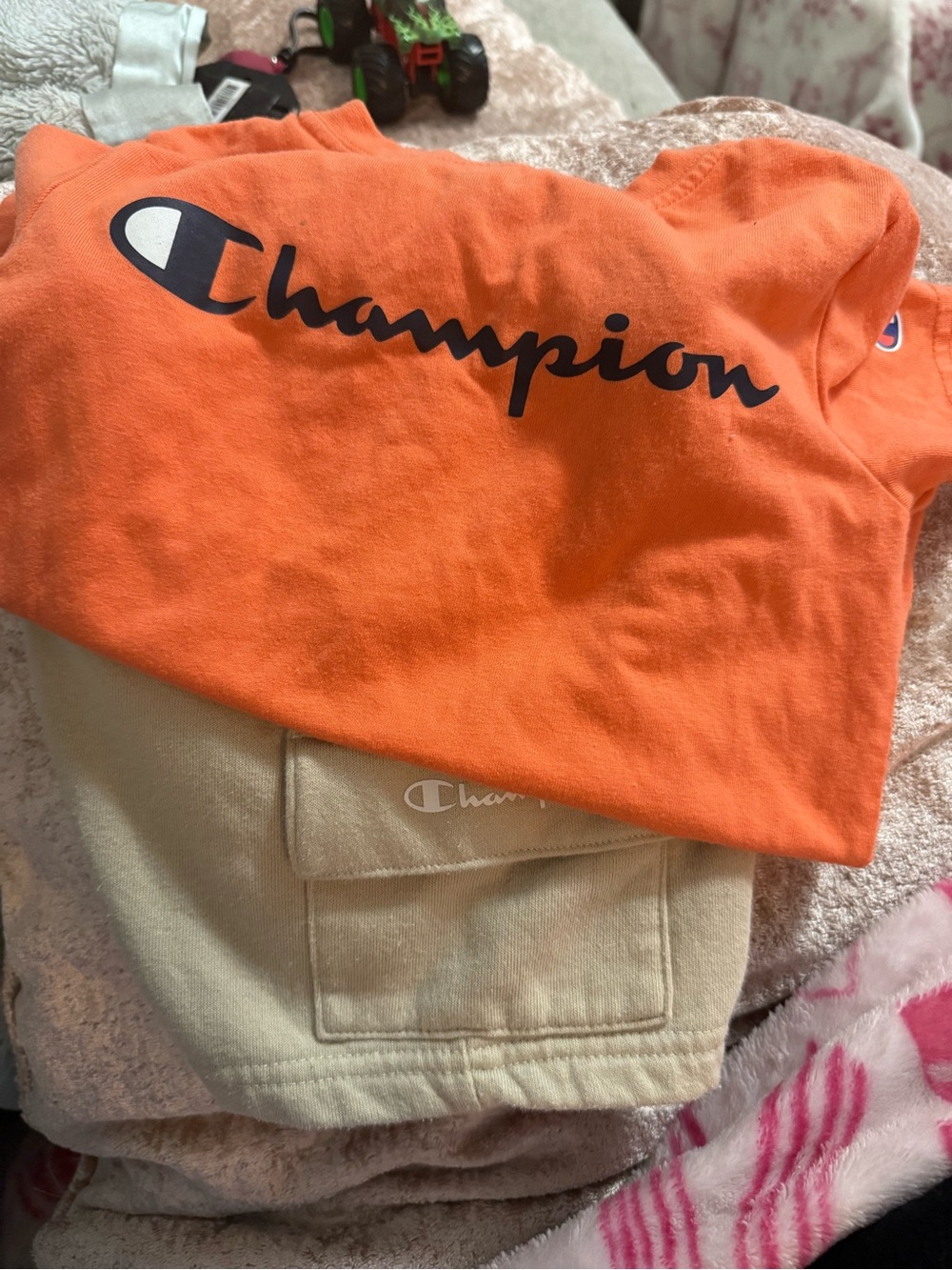 Champion Kids Matching Set Orange Top & Beige Bottoms
